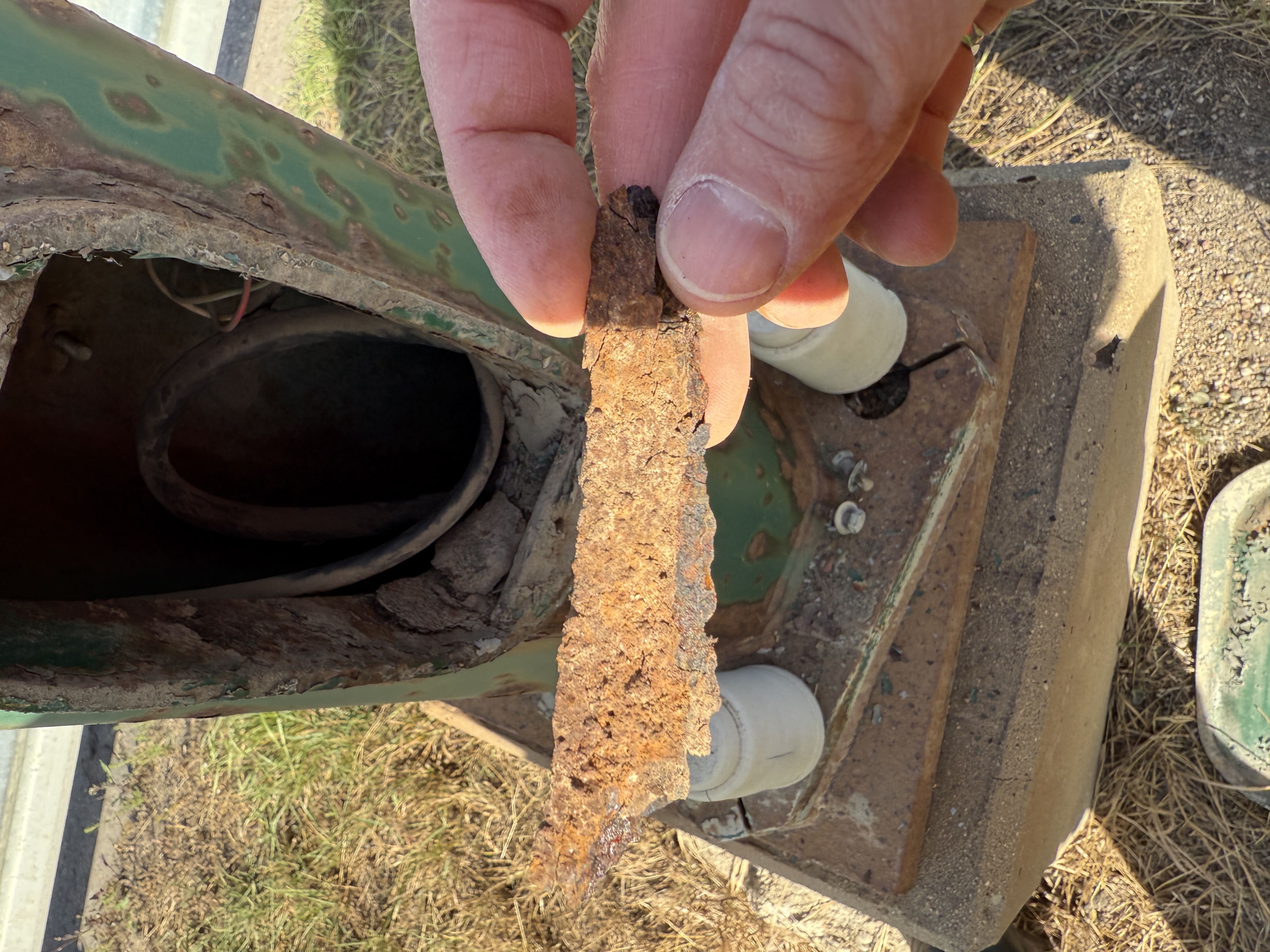 Access opening check for coating loss and section wear.