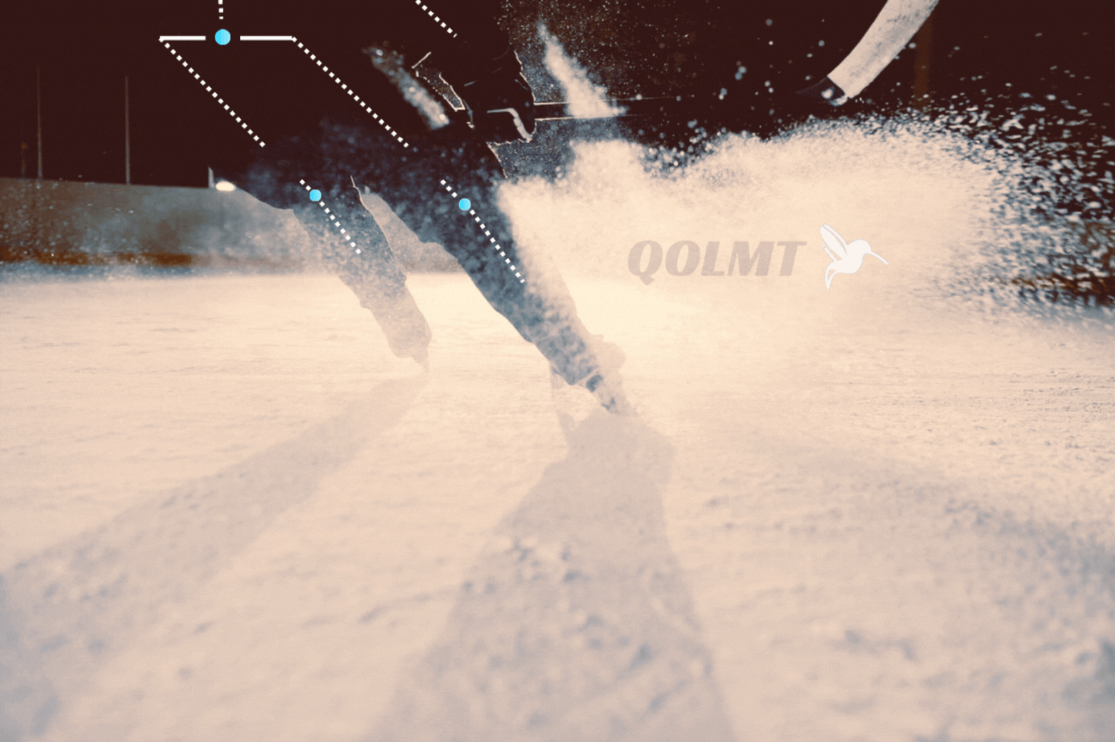 Hockey player making a sharp stop with wearable sensor capturing athlete movement changes in real-time.