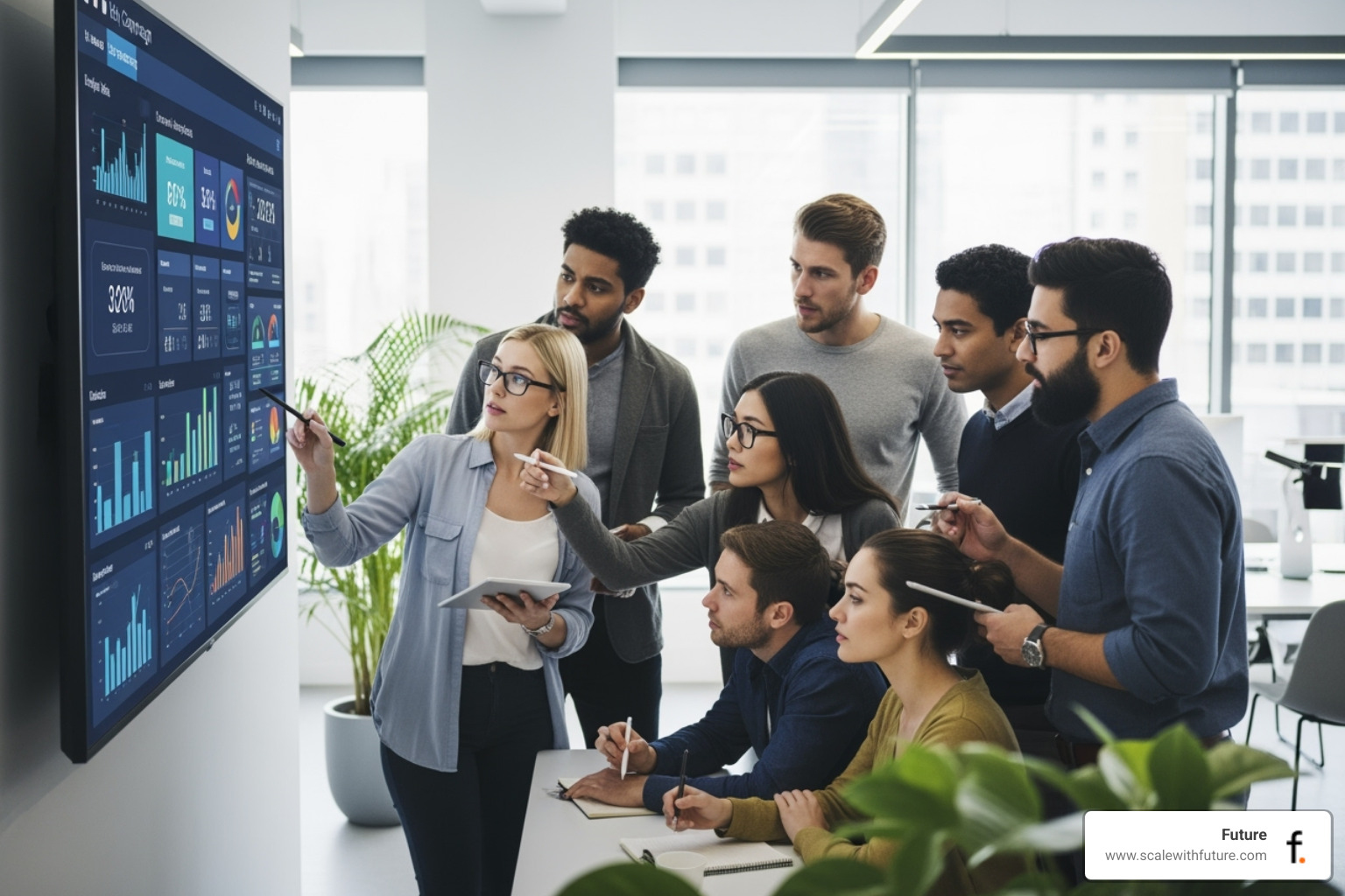 marketing team analyzing a campaign dashboard - influencer agencies