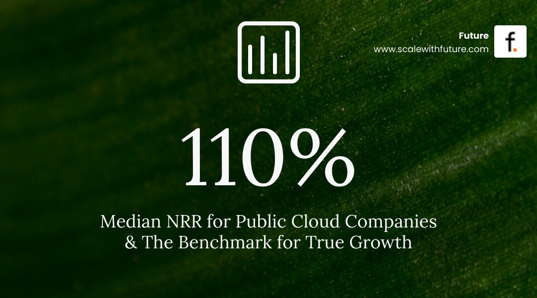 Infographic showing NRR benchmarks across various SaaS segments, emphasizing higher values for enterprise and usage-based models - Recurring revenue retention infographic simple-stat-landscape-green