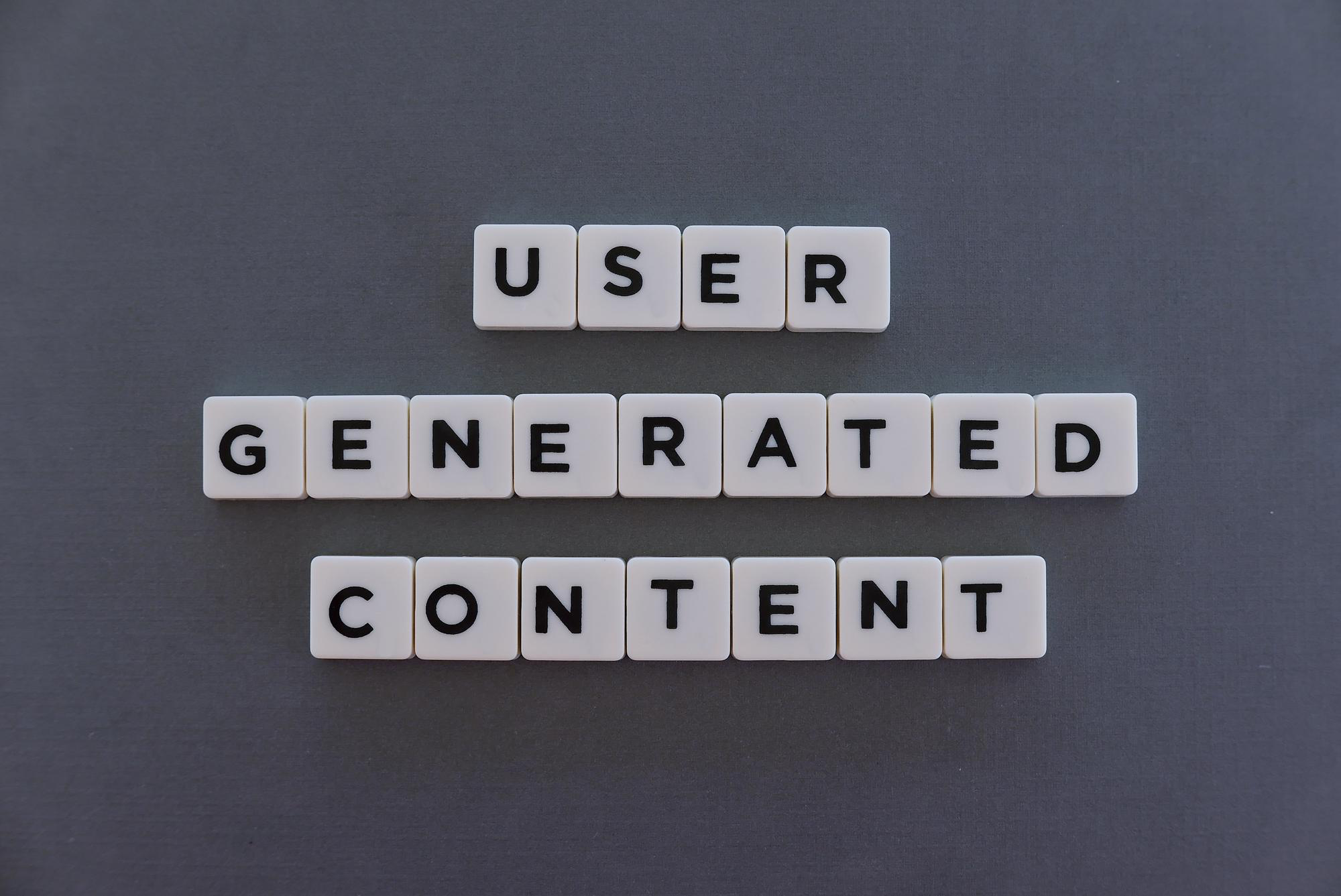 user generated content on grey background