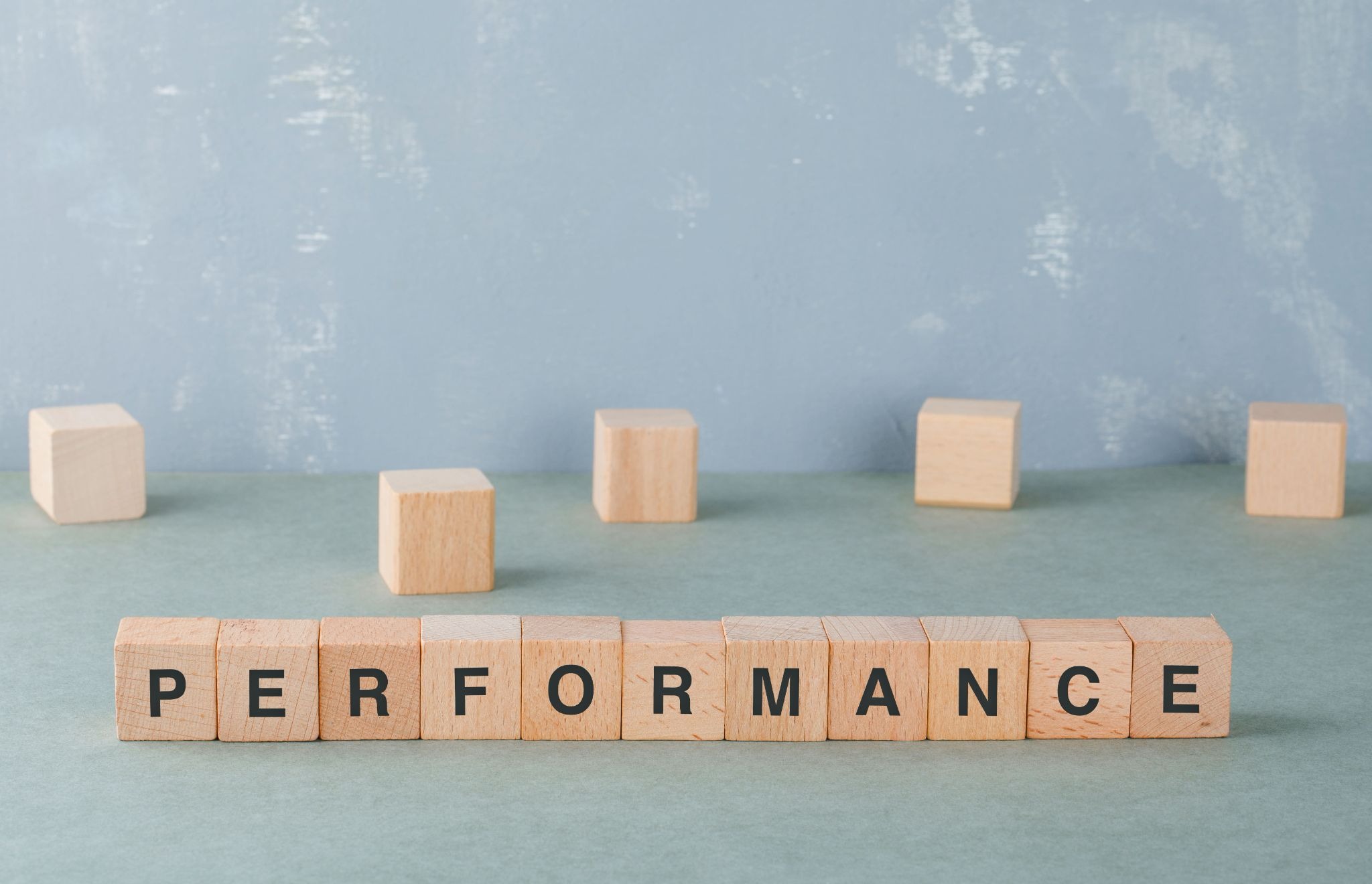 blue background and performance dice
