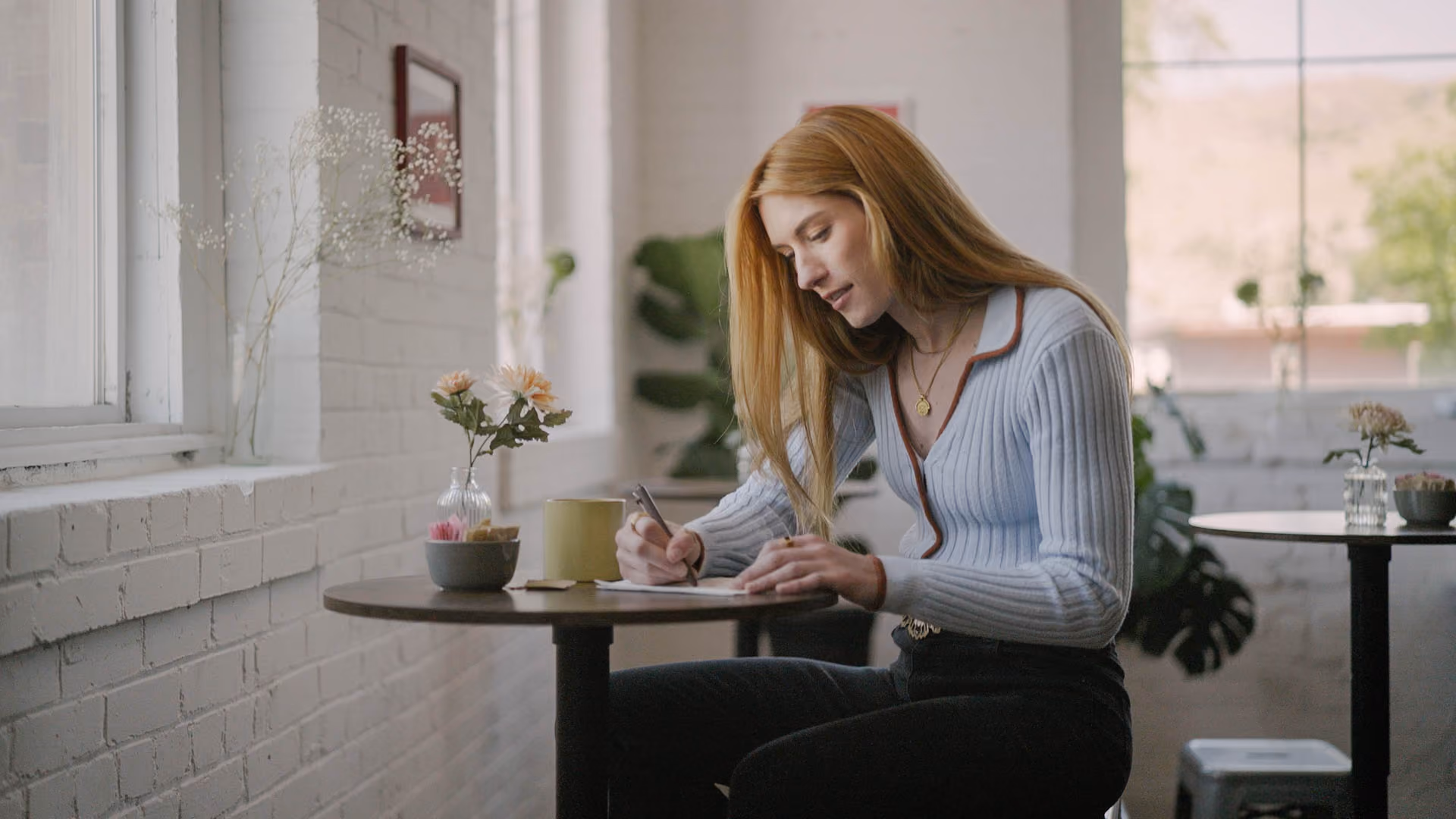 Pattern employee working at a table