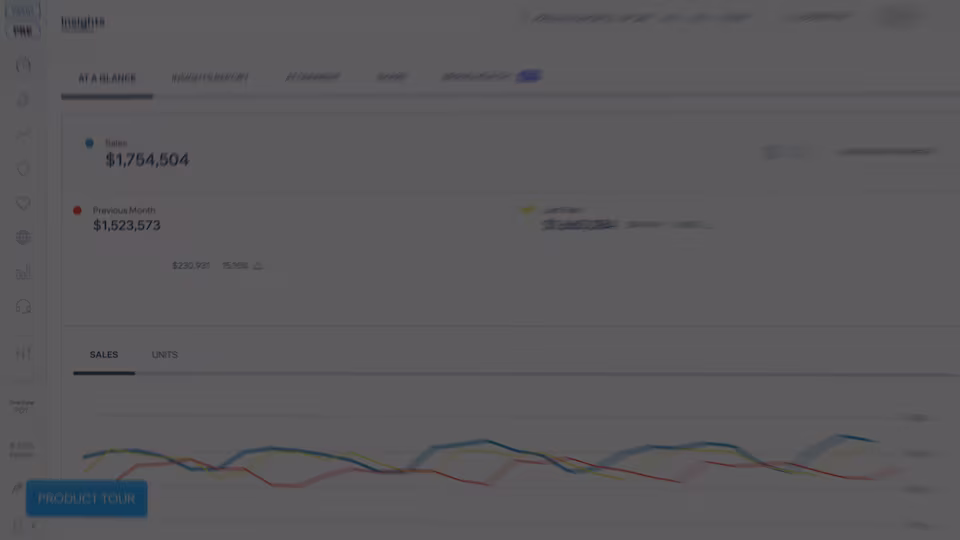 Sales dashboard displaying revenue totals and a line chart.