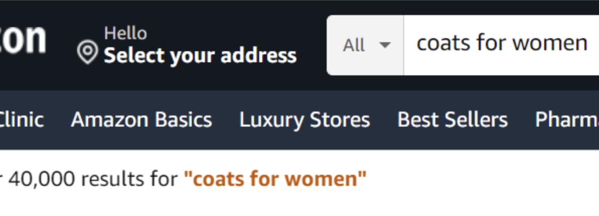 Amazon CA search results coats for women