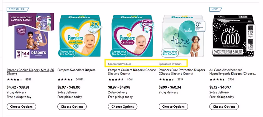 pamper diapers on Walmart