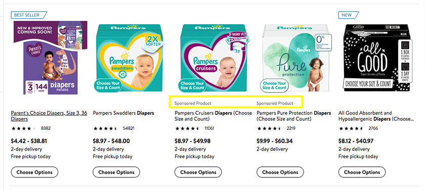 pamper diapers on Walmart