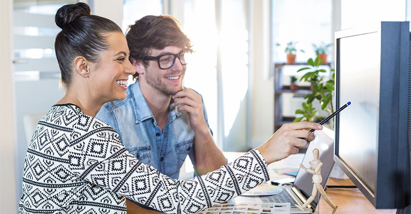 reviewing data on computer