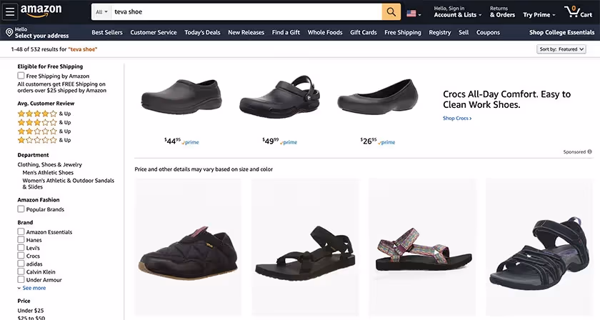 Crocs Amazon store