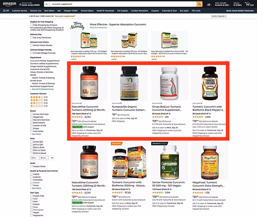 Amazon sponsored products