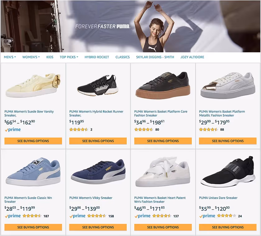 Amazon puma storefront
