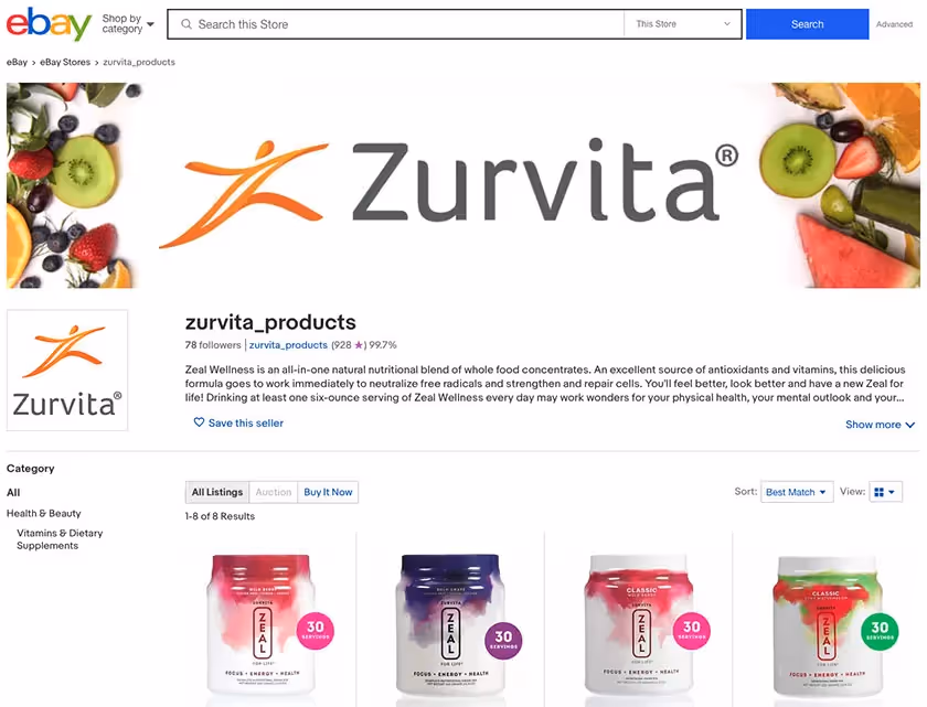 zurvita products on ebay