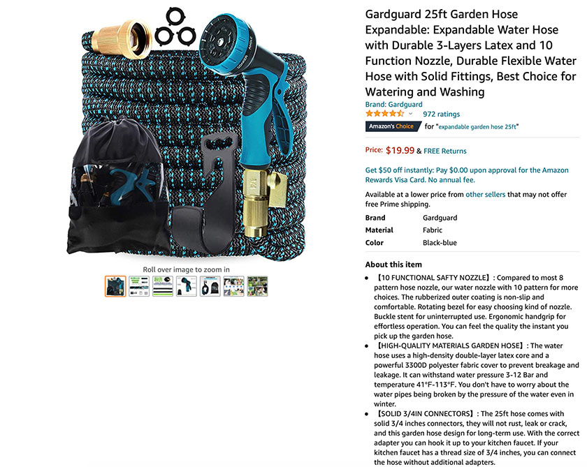 water hose description amazon