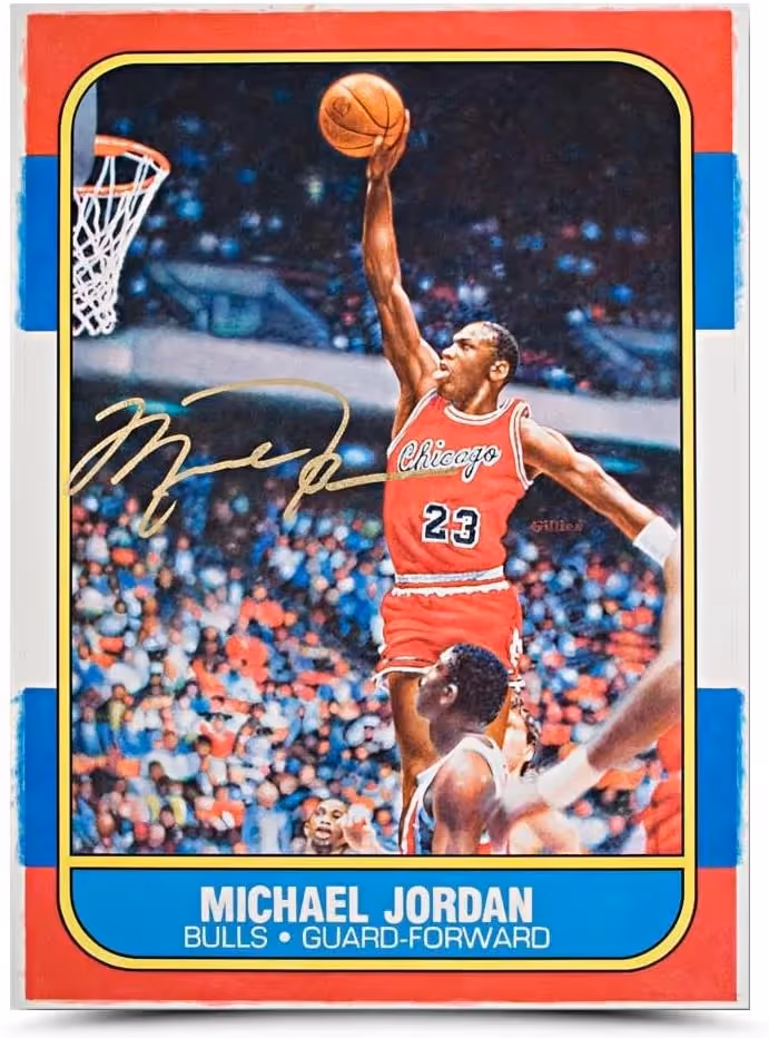 Michael Jordan autographed original Fleer Rookie Card art