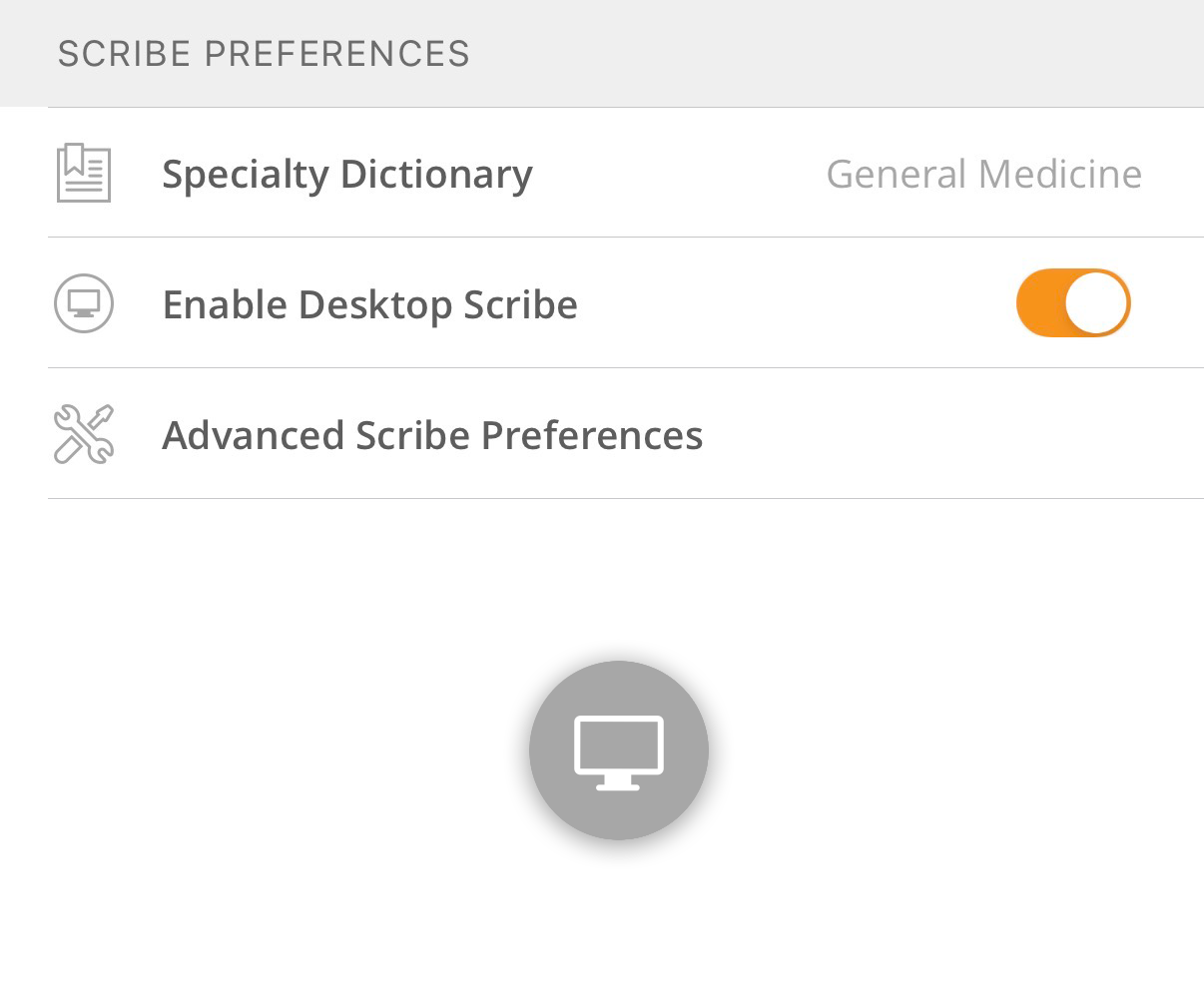 Scribe Preferences Menu with Enable Desktop Scribe Turned On