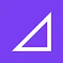 White right triangle shape outlined on a purple background.