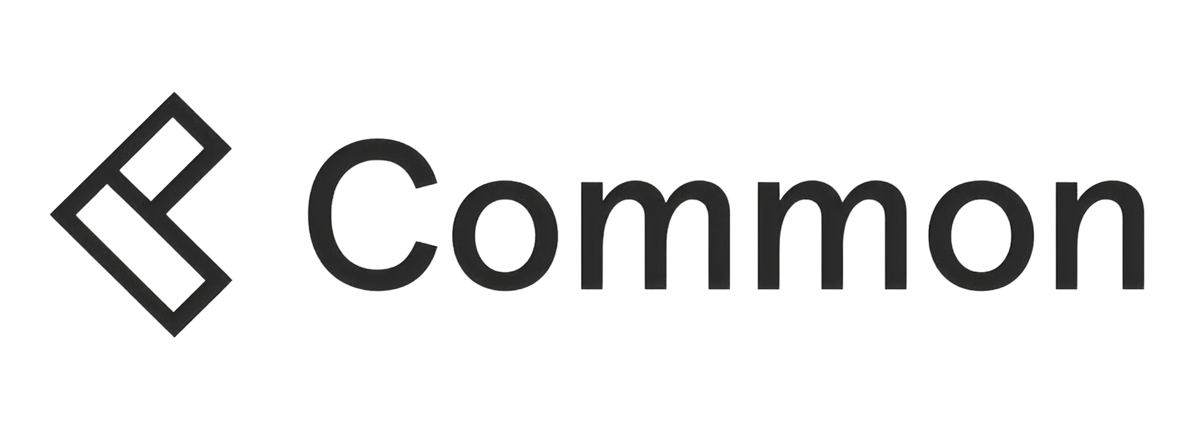 Common brand logo with geometric symbol on the left and the word 'Common' in black text.