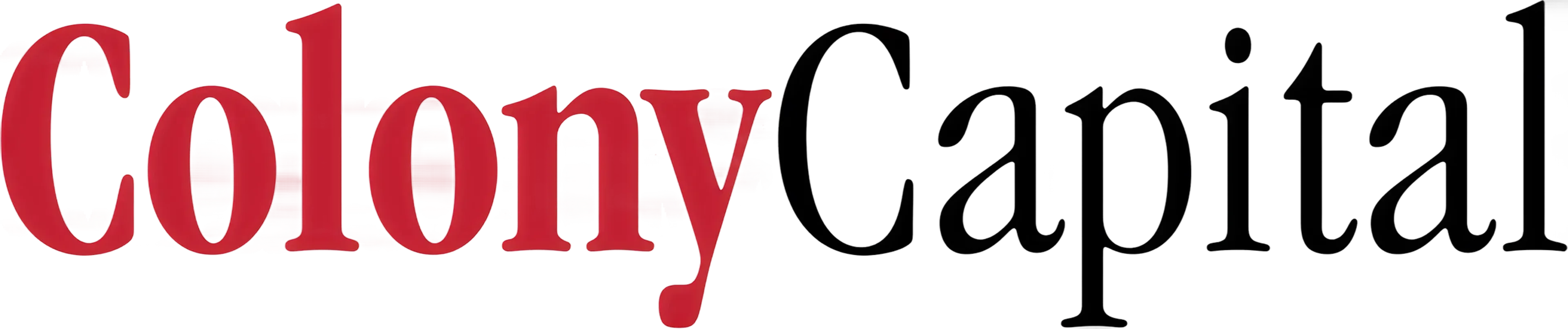 Colony Capital text logo with 'Colony' in red and 'Capital' in black serif font on a transparent background.