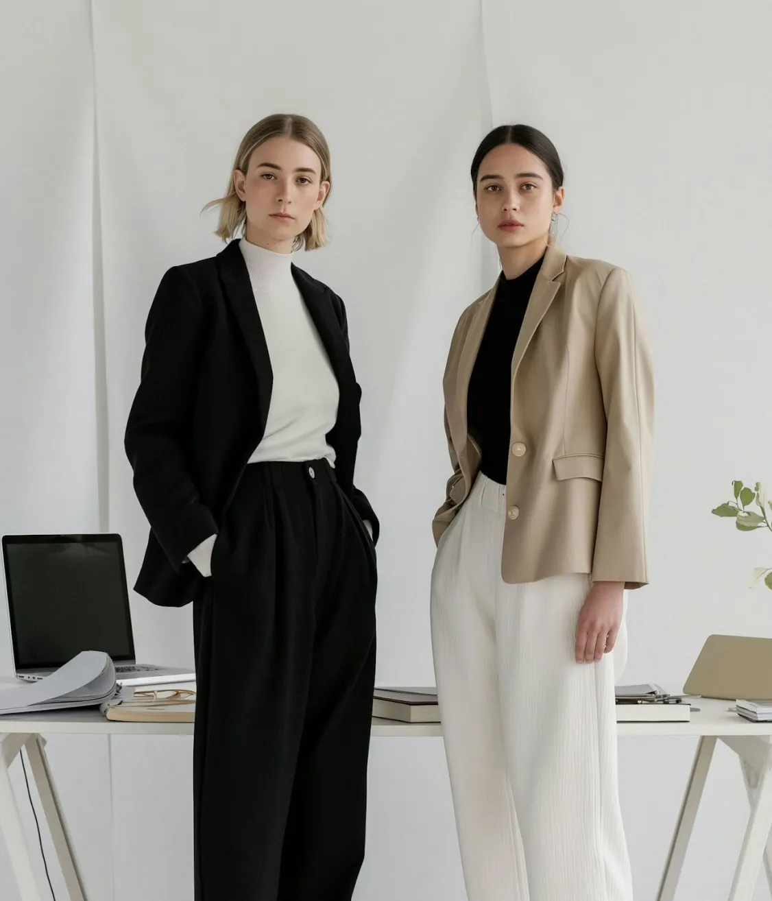 Two Nimbus Library founders in a minimalist office, showcasing the professional and versatile use of the library.