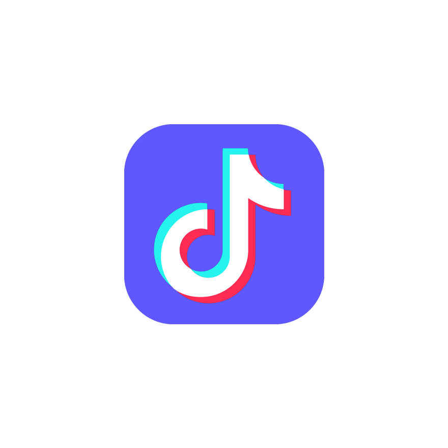 TikTok app logo with blue background and white and red music note