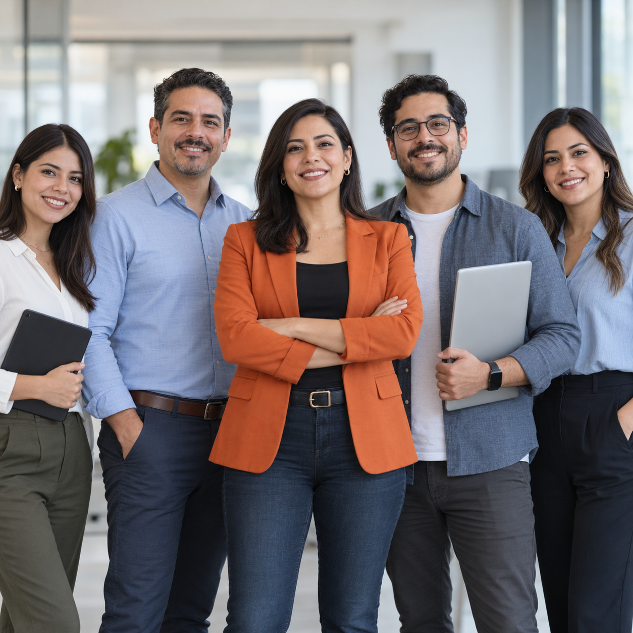 Equipo Keptos sonriendo en la oficina