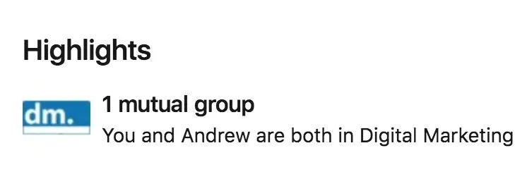An example of a shared LinkedIn group.