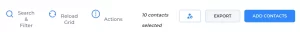 Image of selected contacts and an export button