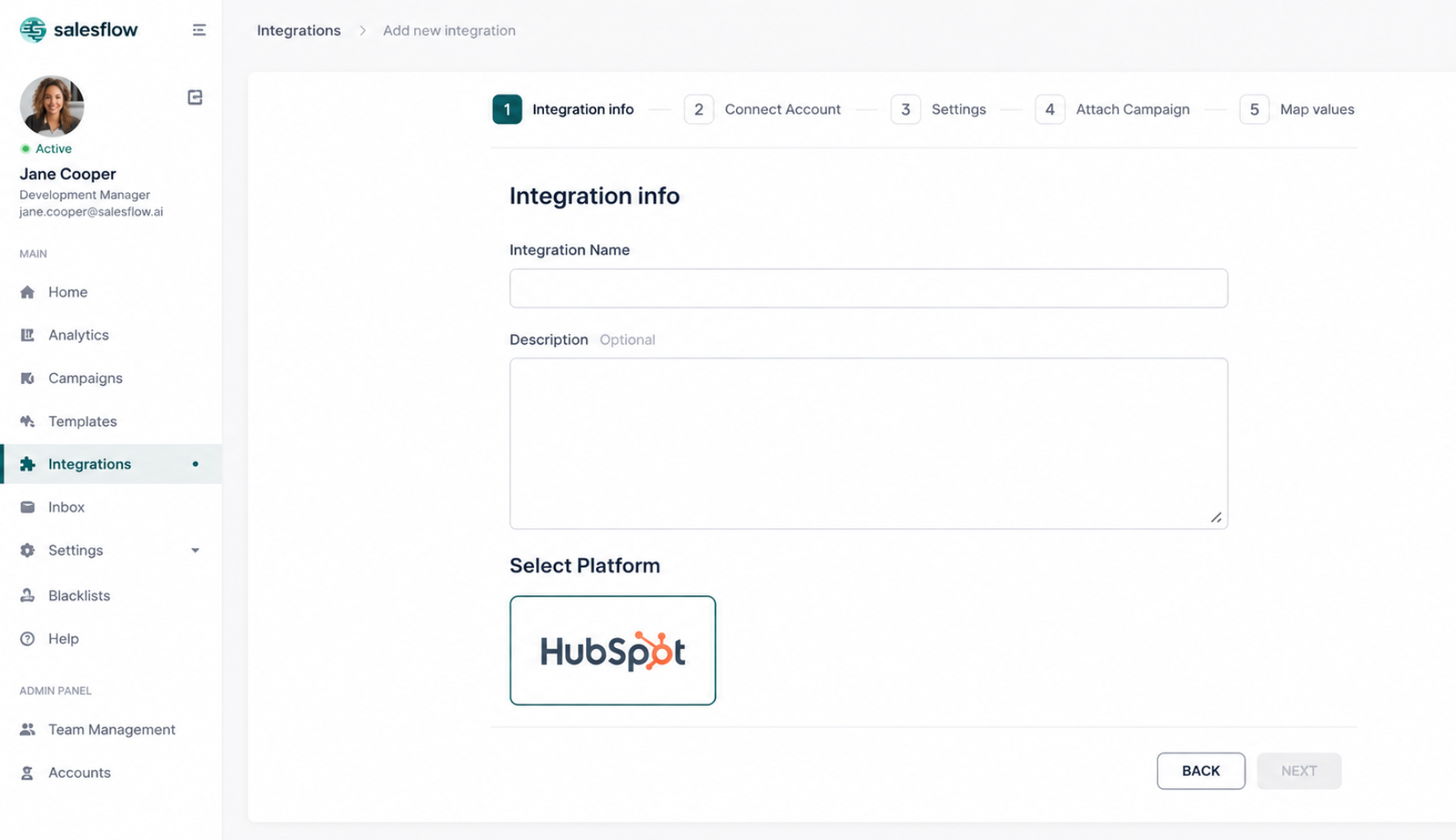 Setting up the Salesflow native HubSpot integration