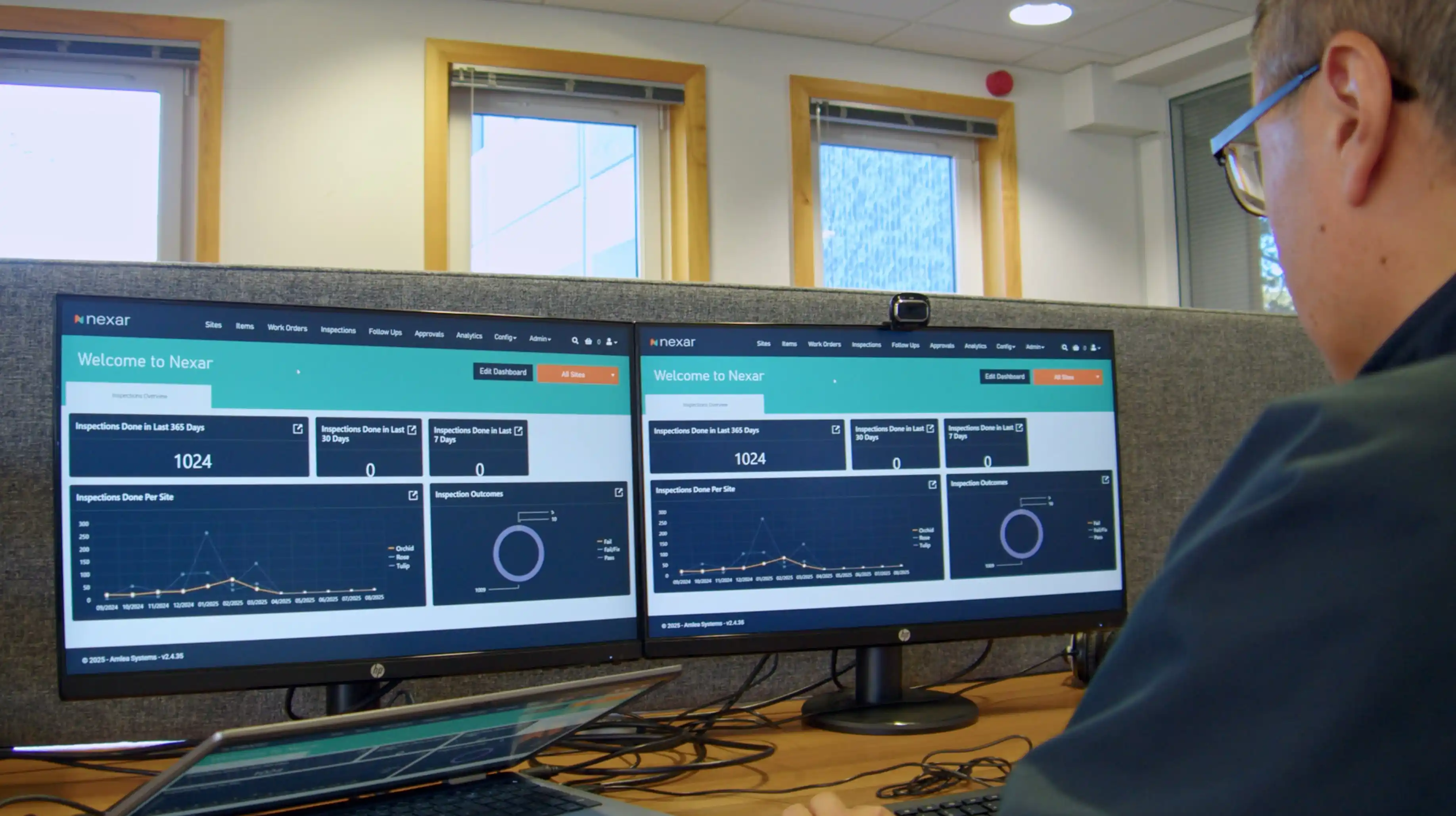 Arnlea corporate video shoot – team members being filmed in the office for Nexar Ex inspection software showcase.
