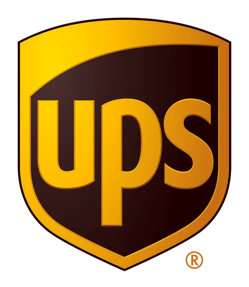 UPS shield logo in brown and gold colors.