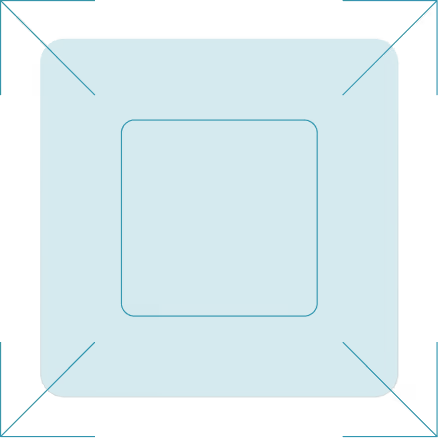 Blue square icon with rounded corners and slightly lighter inner border.