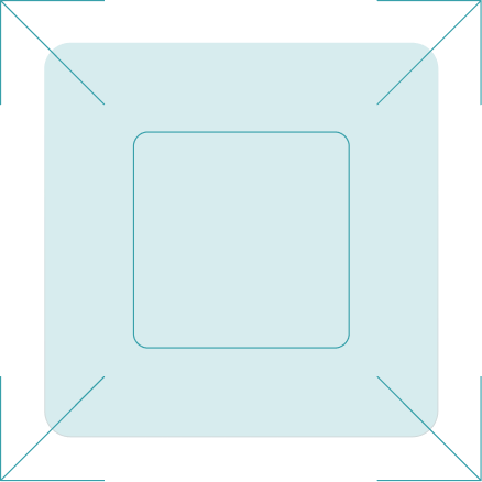 Blue square icon with rounded corners and slightly lighter inner border.
