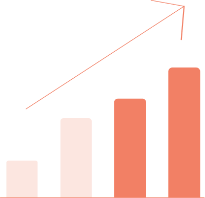 Bar chart with four ascending orange bars and an arrow pointing upward to the right, indicating growth or increase.