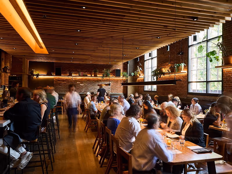Rustic plated dish at Rolf and Daughters, an industrial-style farm-to-table restaurant in Nashville.