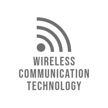Logo de la technologie de communication sans fil avec symbole d'ondes radio