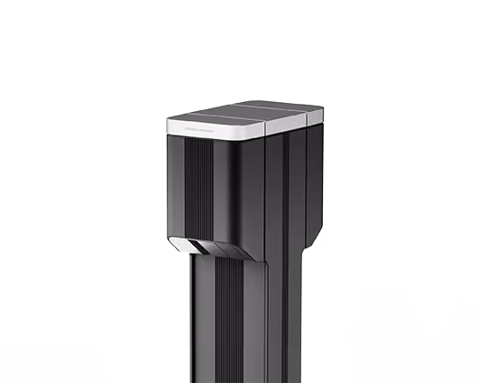 Dispositif électronique moderne noir et argent, géométrique, en forme de tour