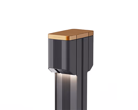 Luminaire extérieur moderne avec dessus en bois et design vertical gris