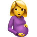 Pregnant woman emoji with blonde hair wearing a purple top, holding her belly.