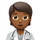 Doctor emoji with brown skin tone, wearing a white coat and stethoscope