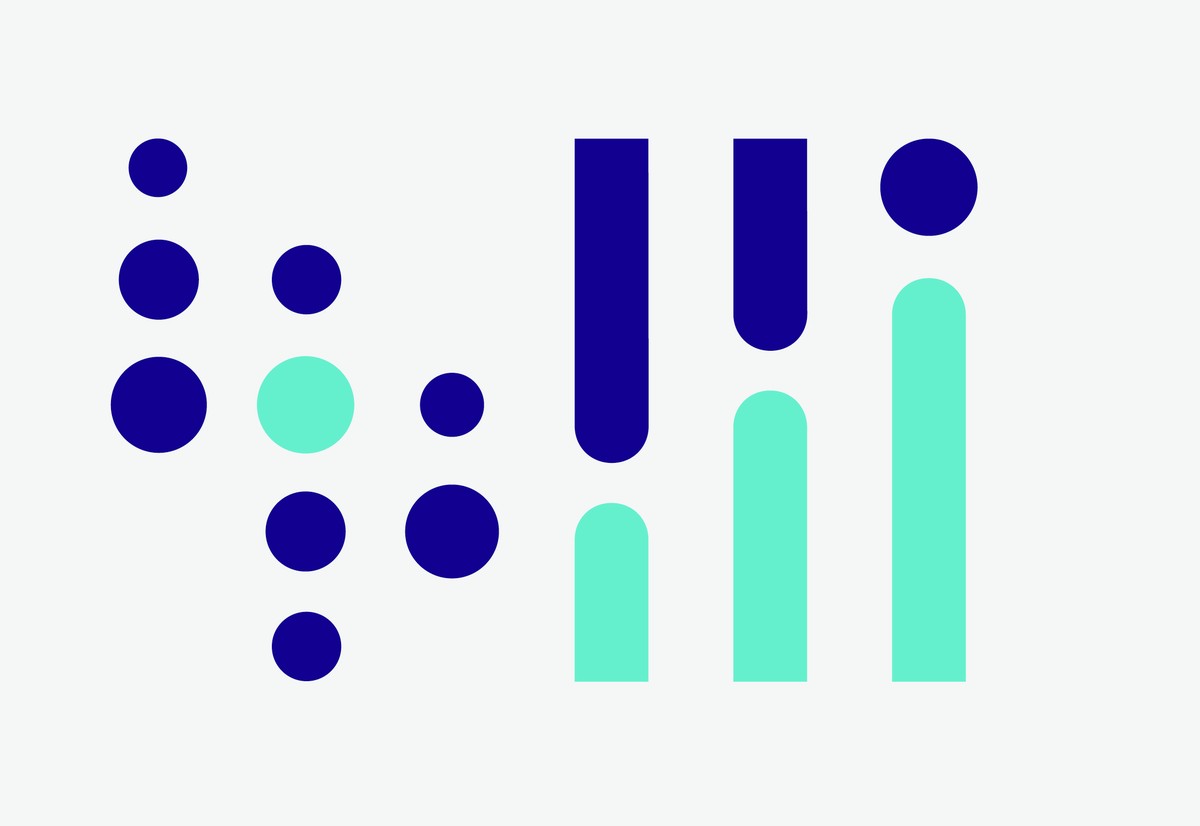 The Aellia symbol: rising dots resolving into vertical column-like bars