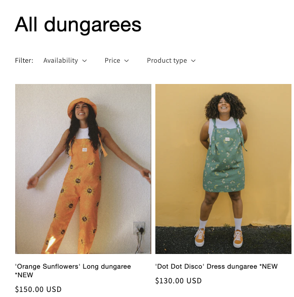 Fashion exporter showing prices inclusive of duties on their e-commerce store