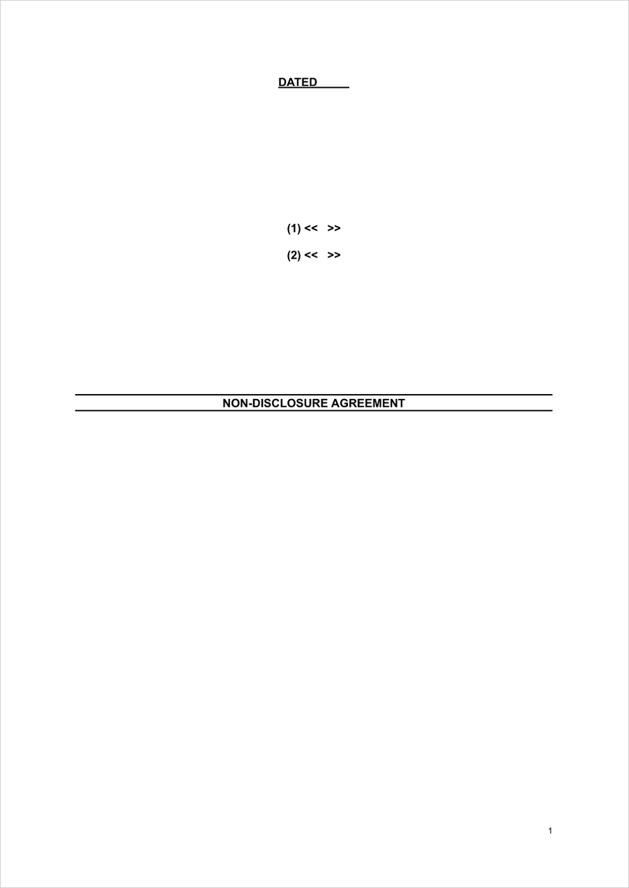 Non-Disclosure Agreement template, first page