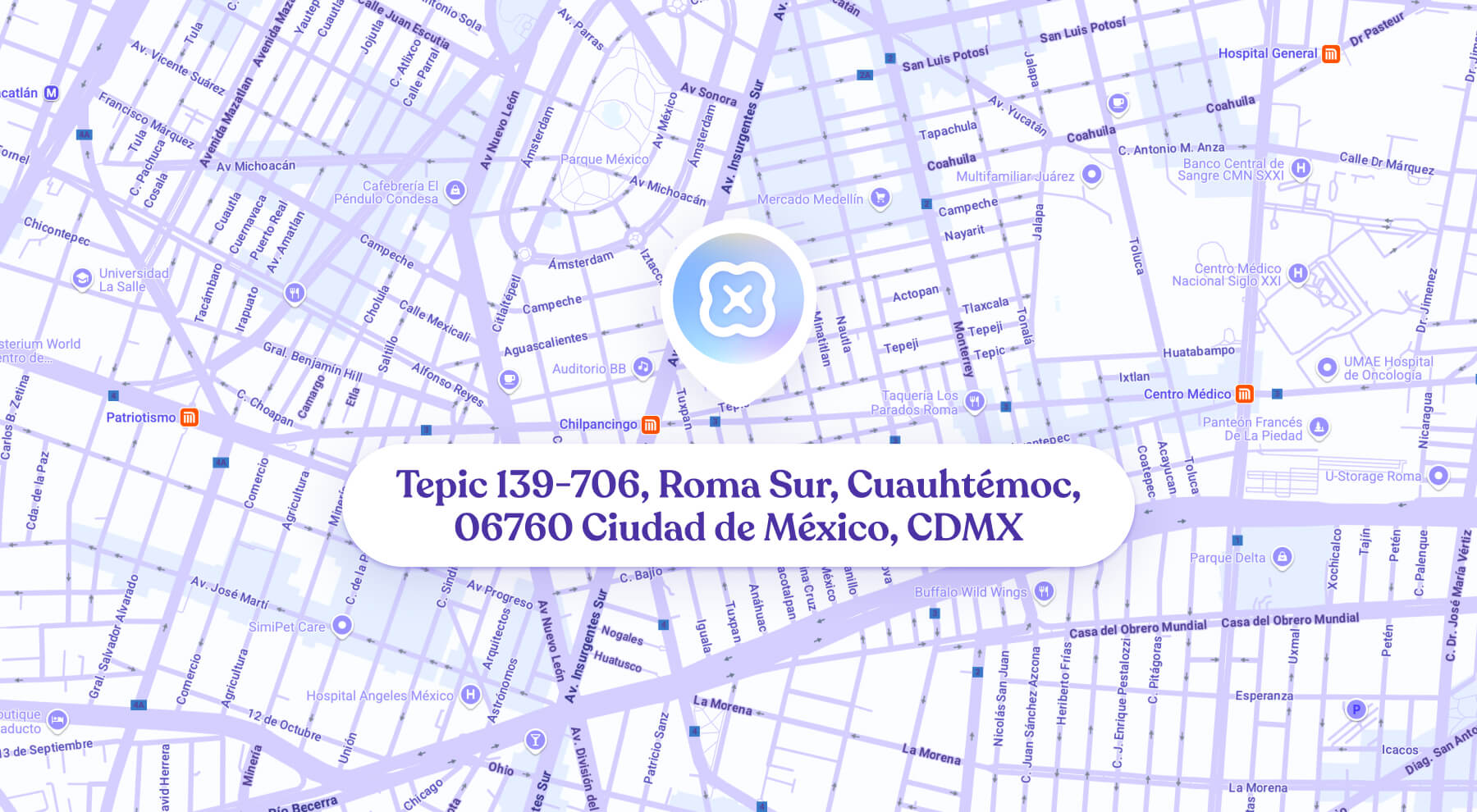 hisonrisa location map in Roma Sur CDMX