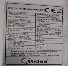 Slika tehničke specifikacije klime