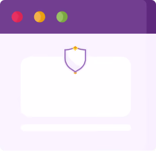 Browser window with purple header and shield icon indicating security or protection.
