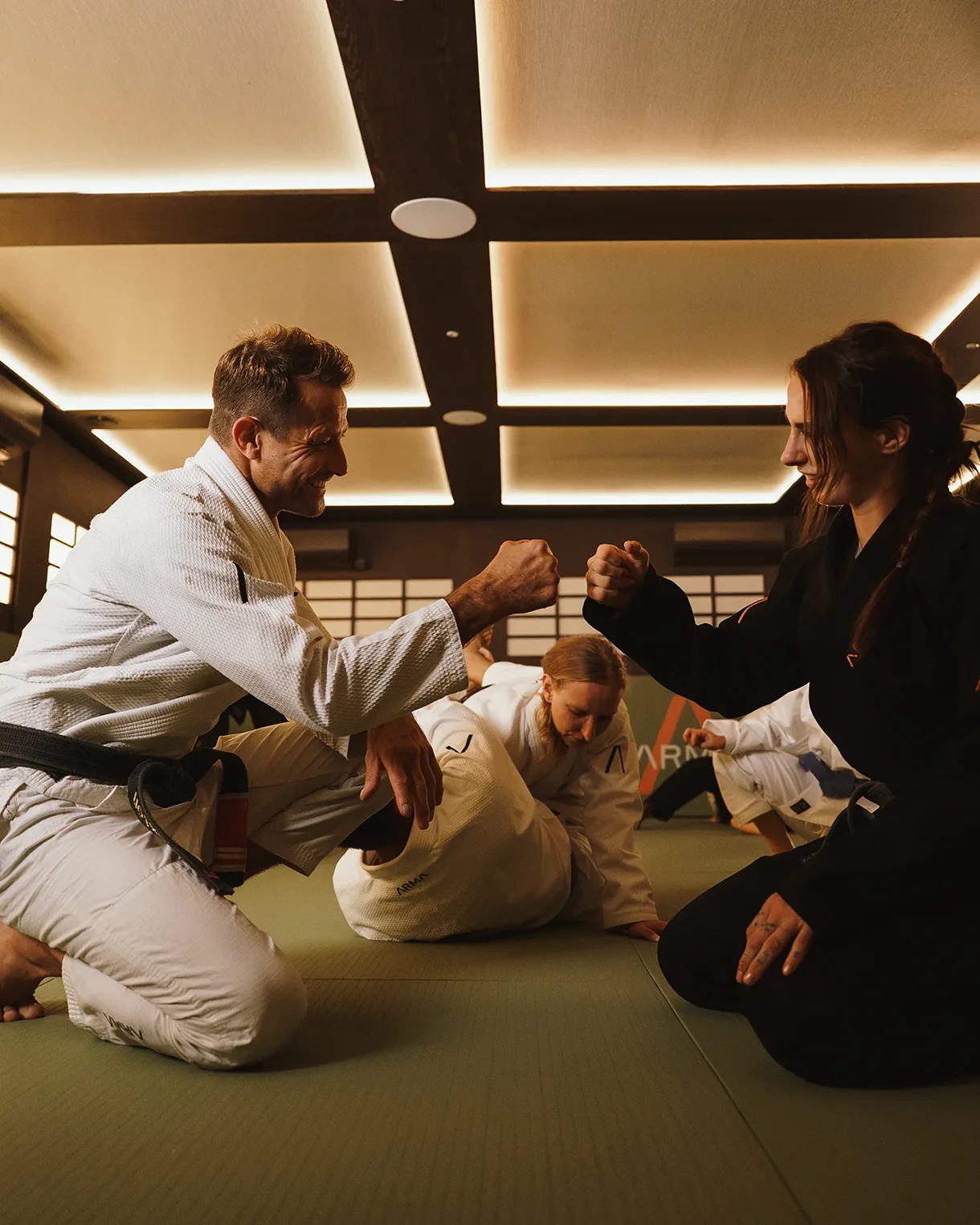 Teaching a Brazilian jiu jitsu class.