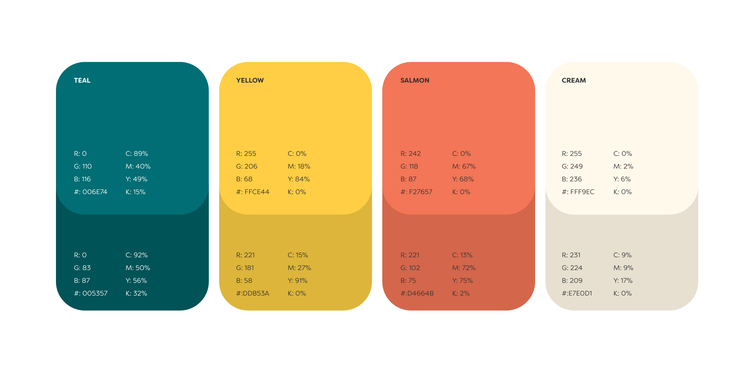 Color palette values for The Nest Play Cafe's branding, a family play cafe in Indianapolis, designed and curated by AP the Creative. 