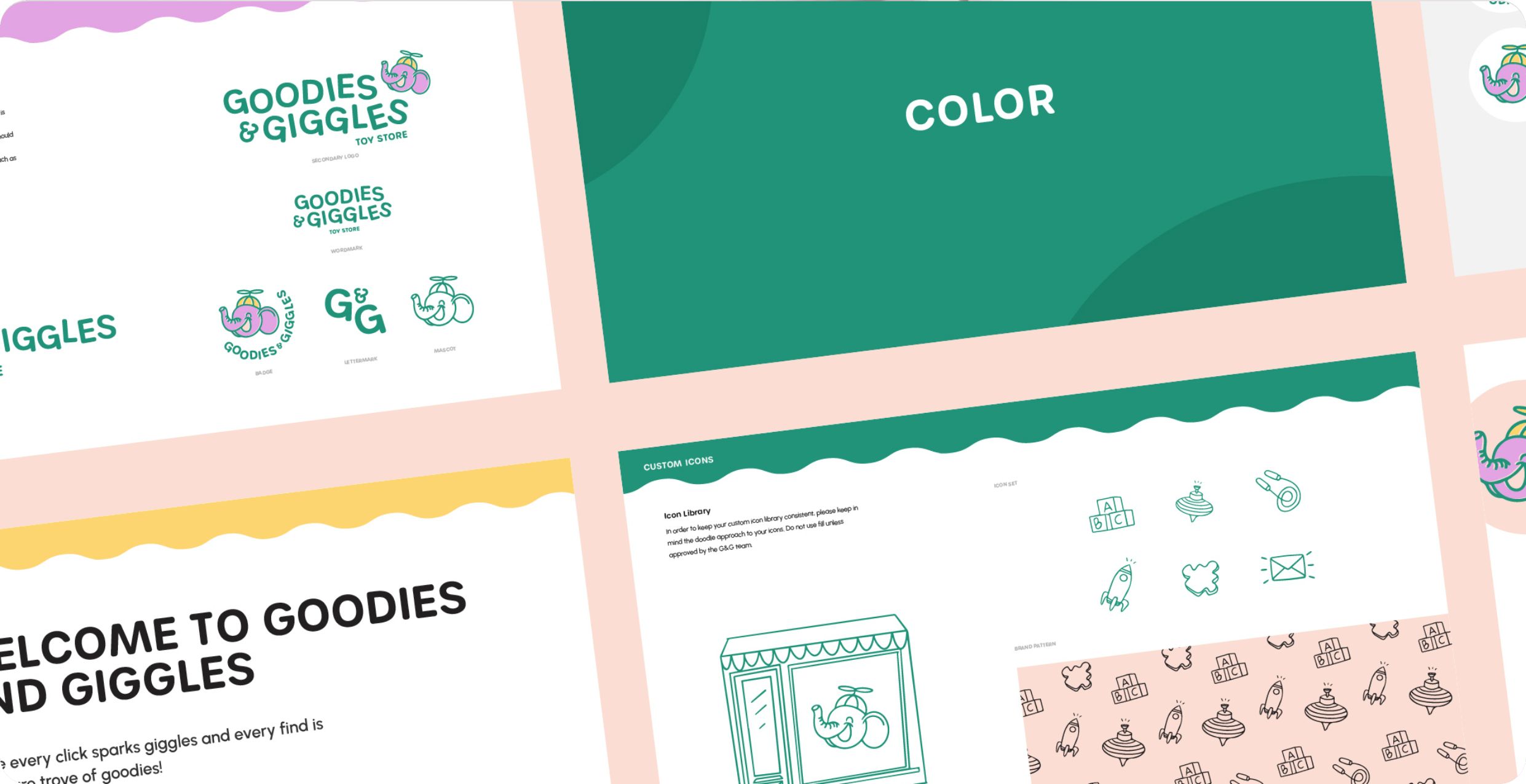 Brand guidelines for Goodies and Giggles Toy Store designed by AP The Creative.