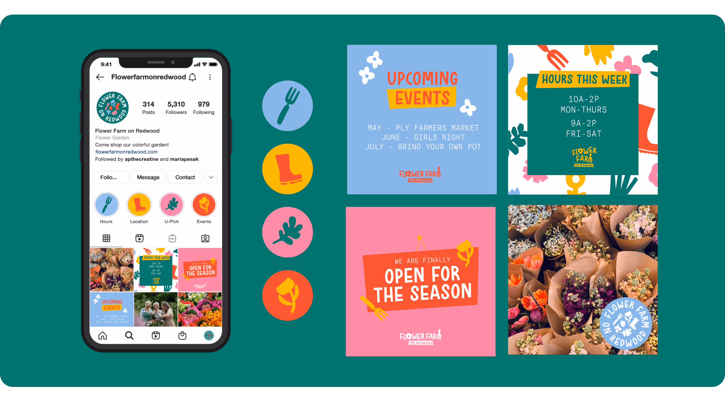 Flower Farm on Redwood social media templates and profile photos designed by AP The Creative.