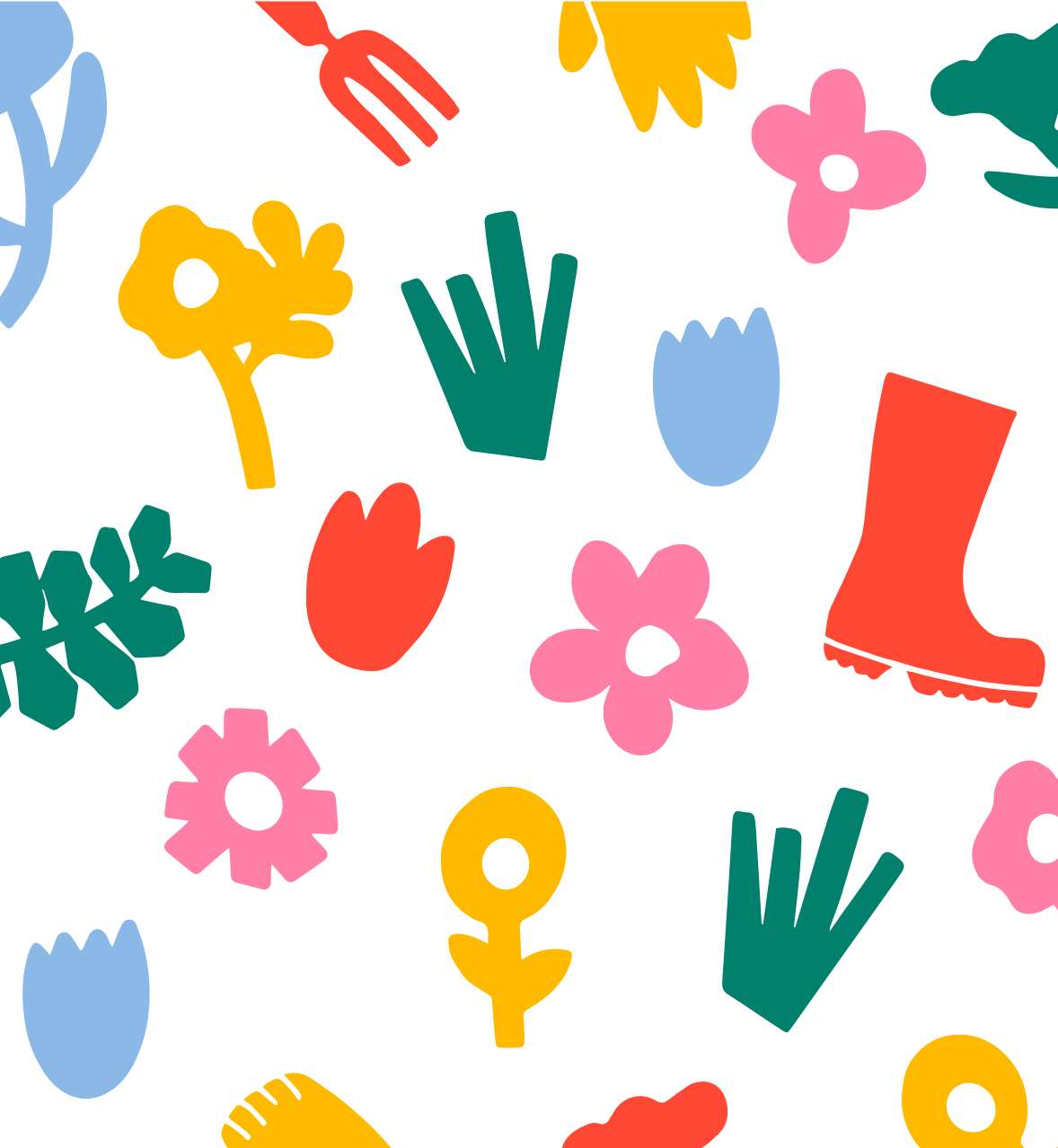 Flower Farm on Redwood cute doodle pattern designed by AP The Creative